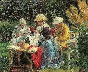 Laurits Tuxen solskin i haven oil on canvas